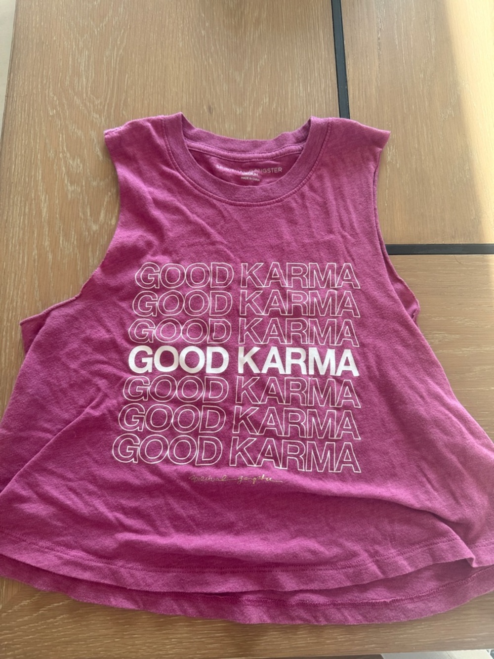Spiritual Gangster Good Karma Graphic Muscle Tank - Pink